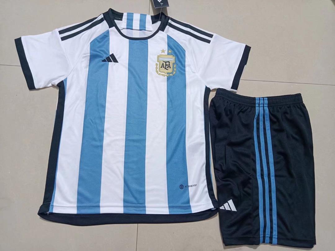Kids-Argentina 2022 World Cup Home Soccer Jersey